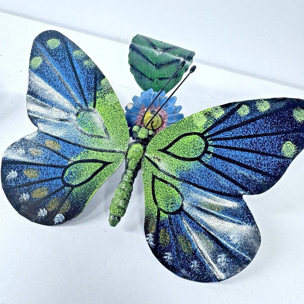 Metal‎ Butterfly Garden Decor Spring Clip On Plant Pot Art Set READ